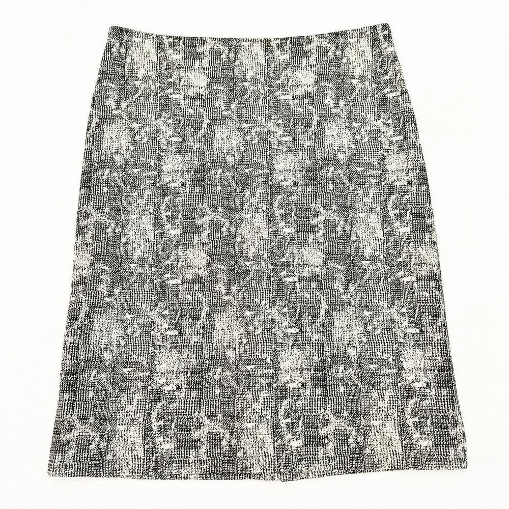 MM LaFleur Patterned Crosshatch Pencil Straight Skirt Back Slit Size 0
